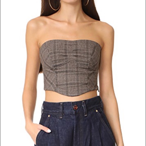 Free People Out West brown plaid corset. NWT - Picture 2 of 4